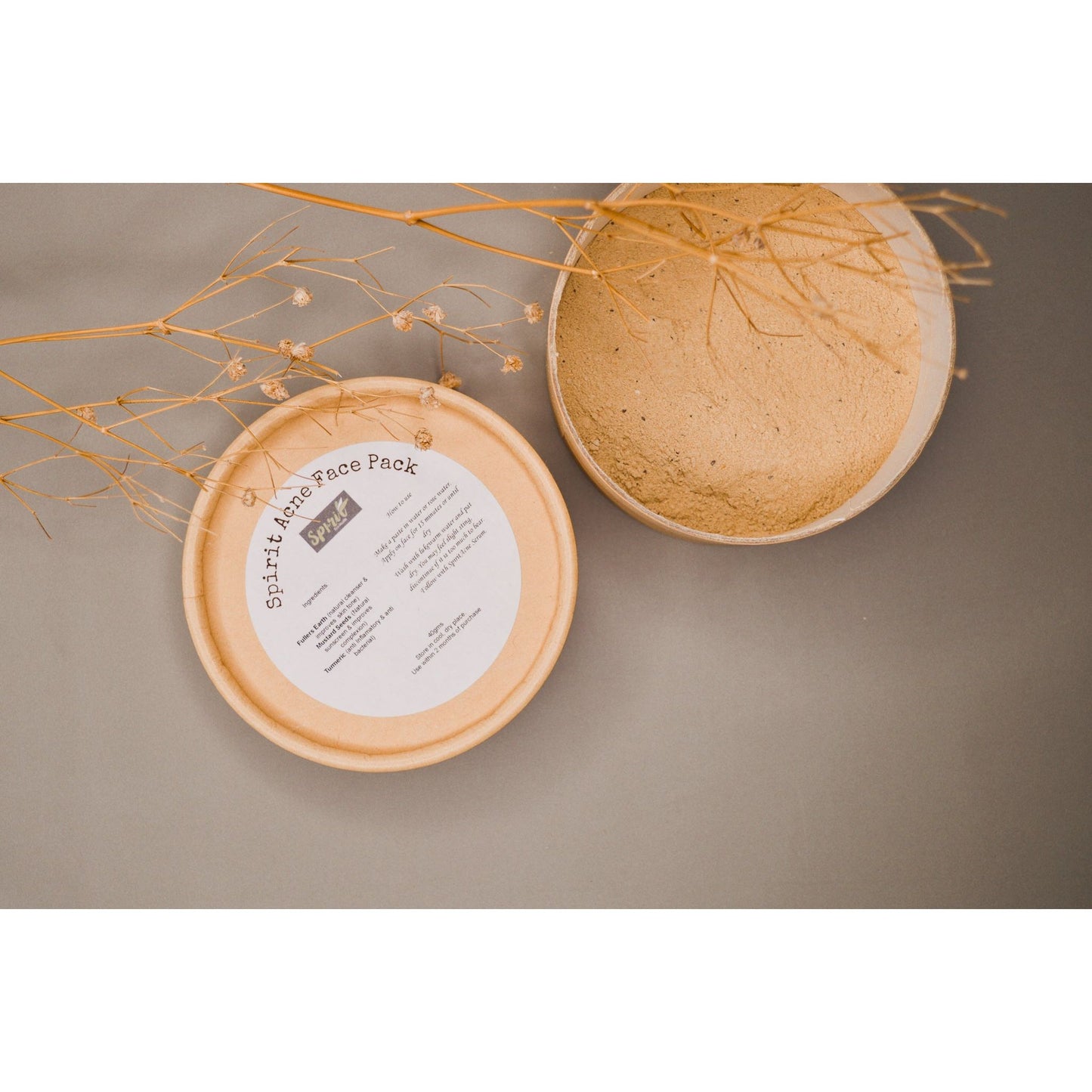 Clay beauty face mask contains fuller's earth, mustard seeds and turmeric for brightening skin during periods for teens and tweens