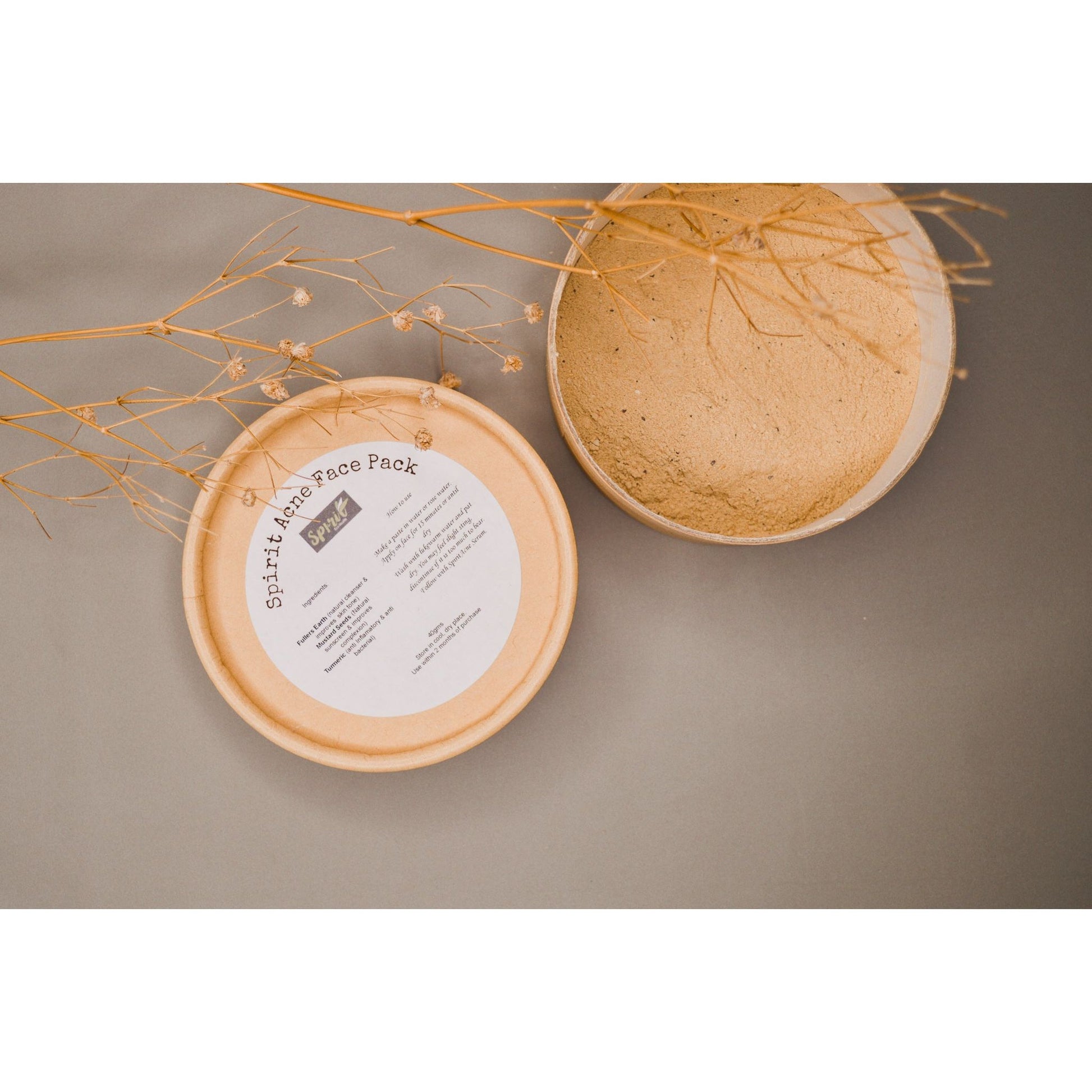 Clay beauty face mask contains fuller's earth, mustard seeds and turmeric for brightening skin during periods for teens and tweens